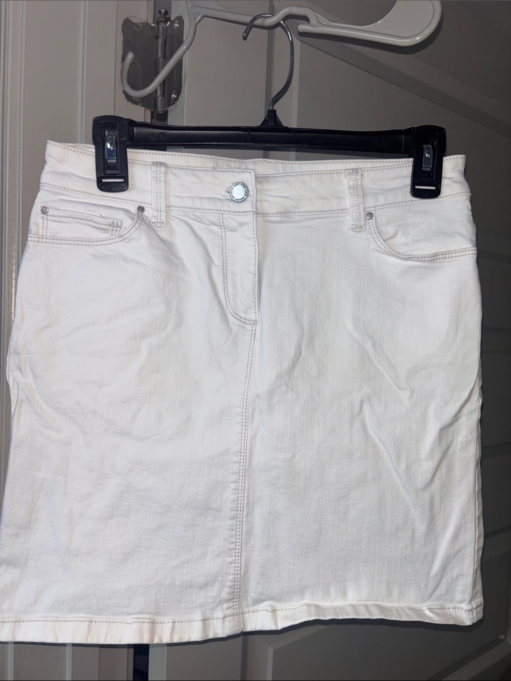 Ann Taylor White Denim Pencil Skirt